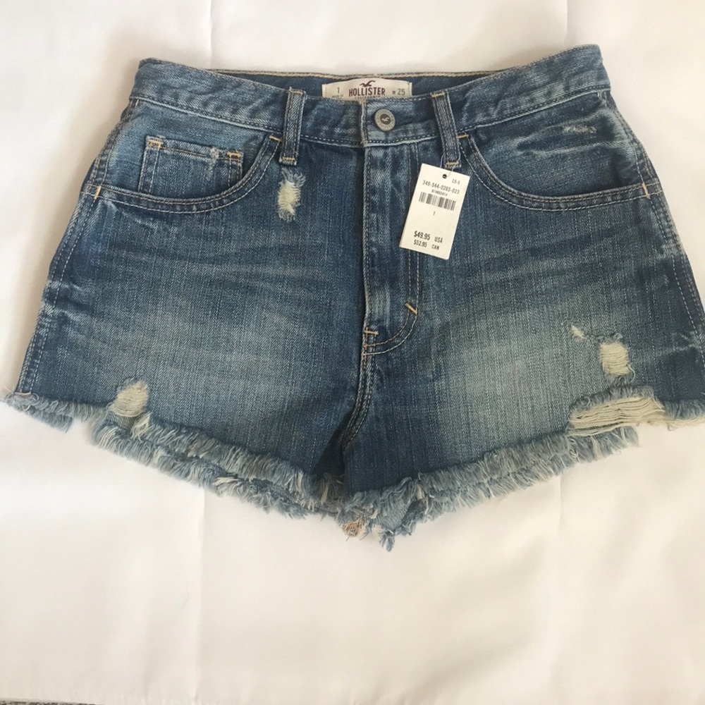 Hollister High-Waisted Distressed Cut-off Denim Shorts Sz 1 W 25